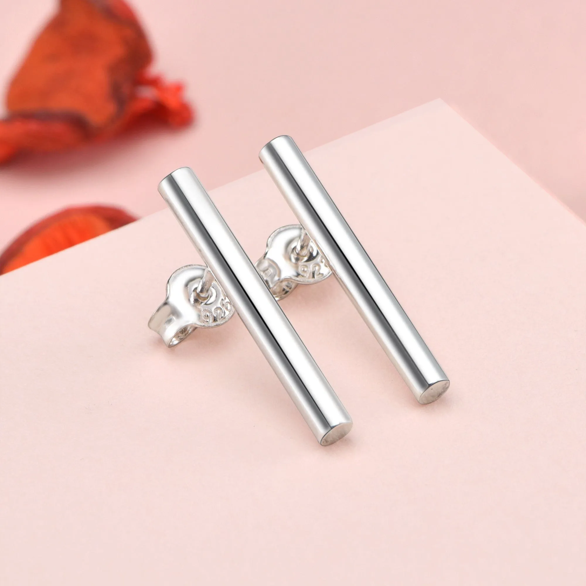 Sterling Silver Bar Earrings Studs