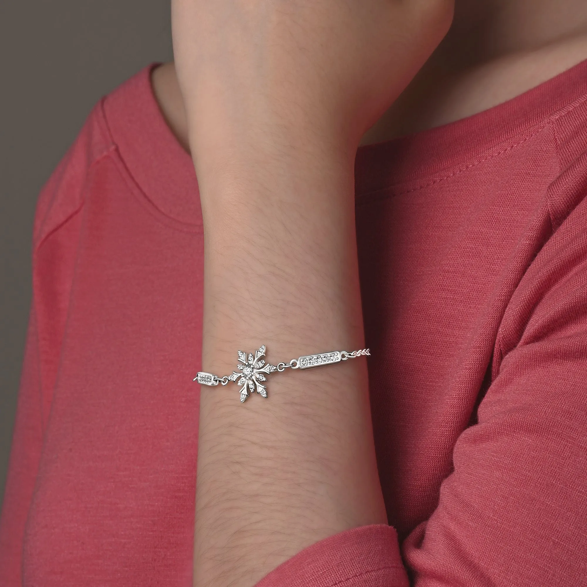 Sterling Silver Snowflake Bracelet with CZ Stones