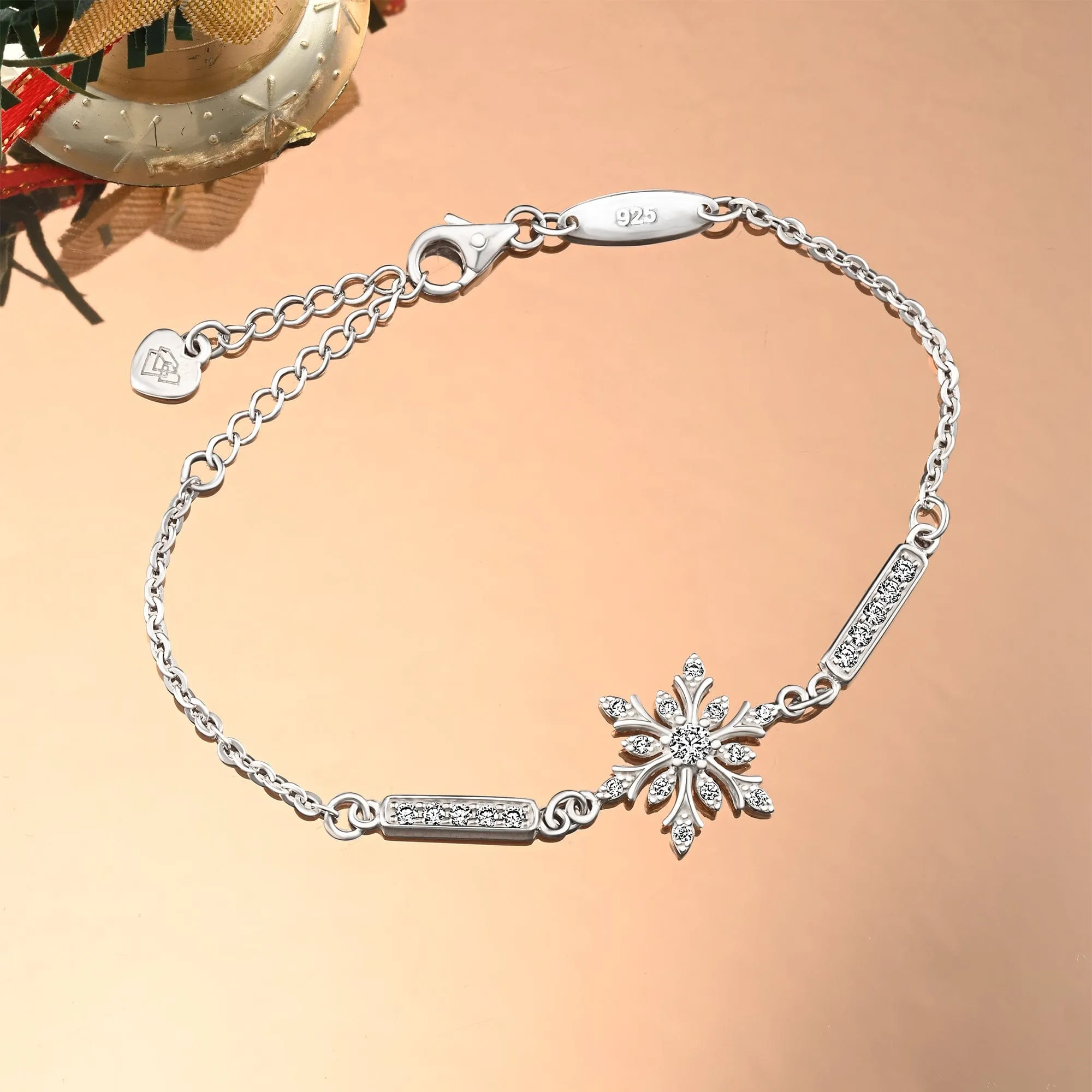 Sterling Silver Snowflake Bracelet with CZ Stones