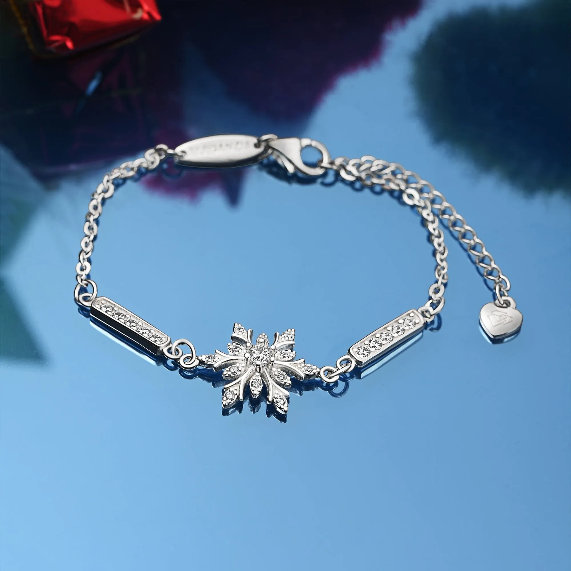 Sterling Silver Snowflake Bracelet with CZ Stones