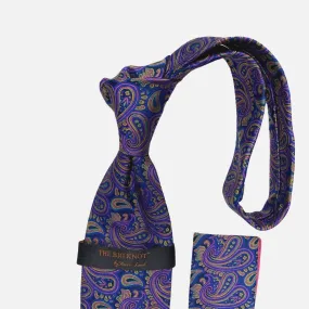 Steven Land “BW2410” Purple Silk Tie and Hanky