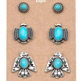 Thunderbird Turquoise Earrings Set