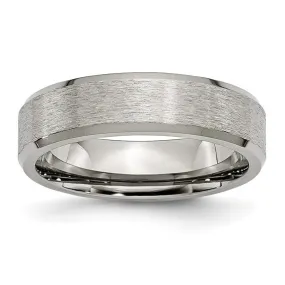 Titanium Brushed Center Polished 6mm Beveled Edge Band