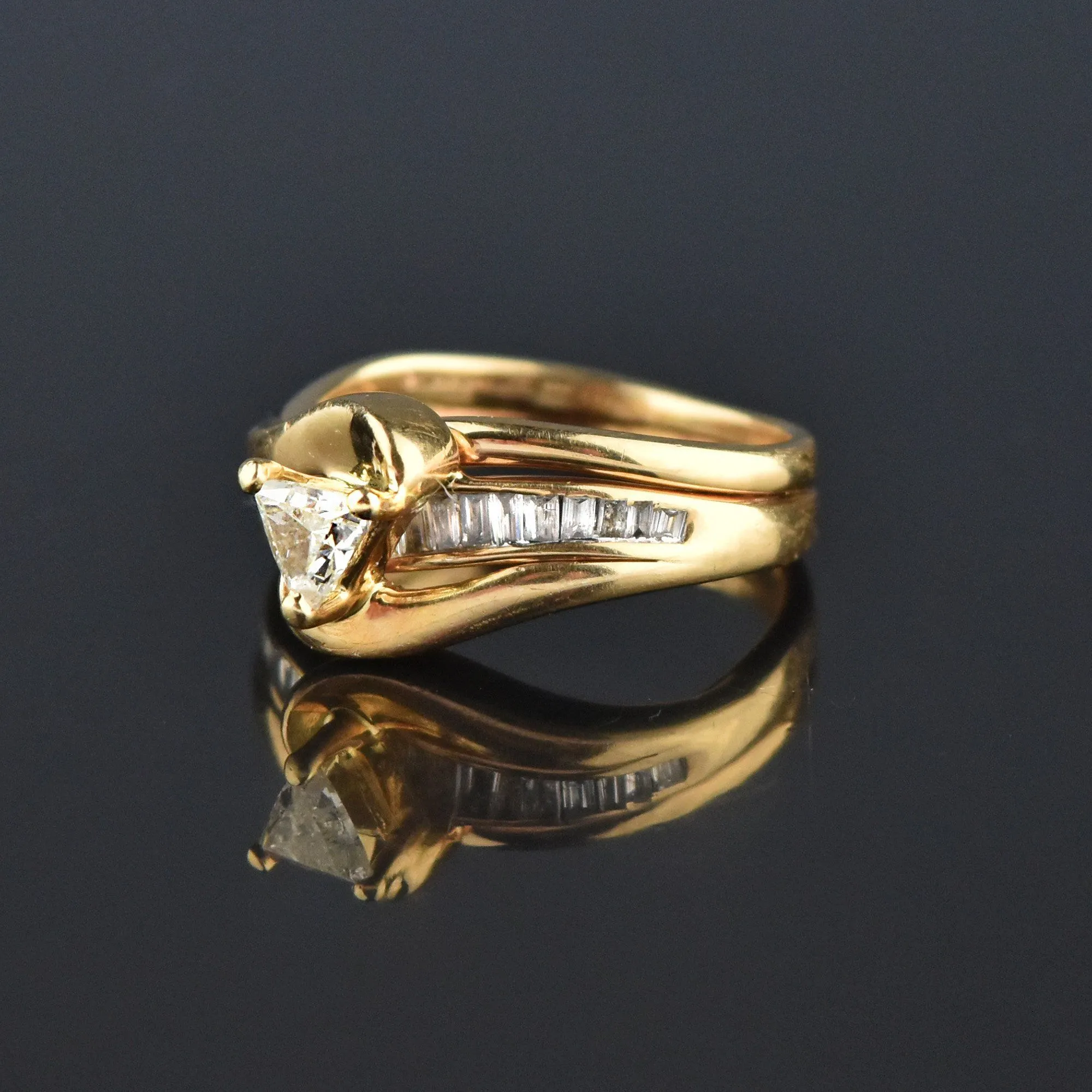 Trillion Cut Champagne Diamond 14K Gold Engagement Ring