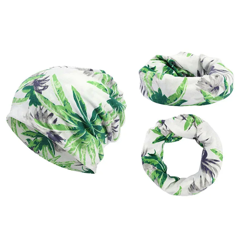 Unisex Multipurpose Tree Print Cotton Headpiece Scarf Cap Soft Warm Beanie