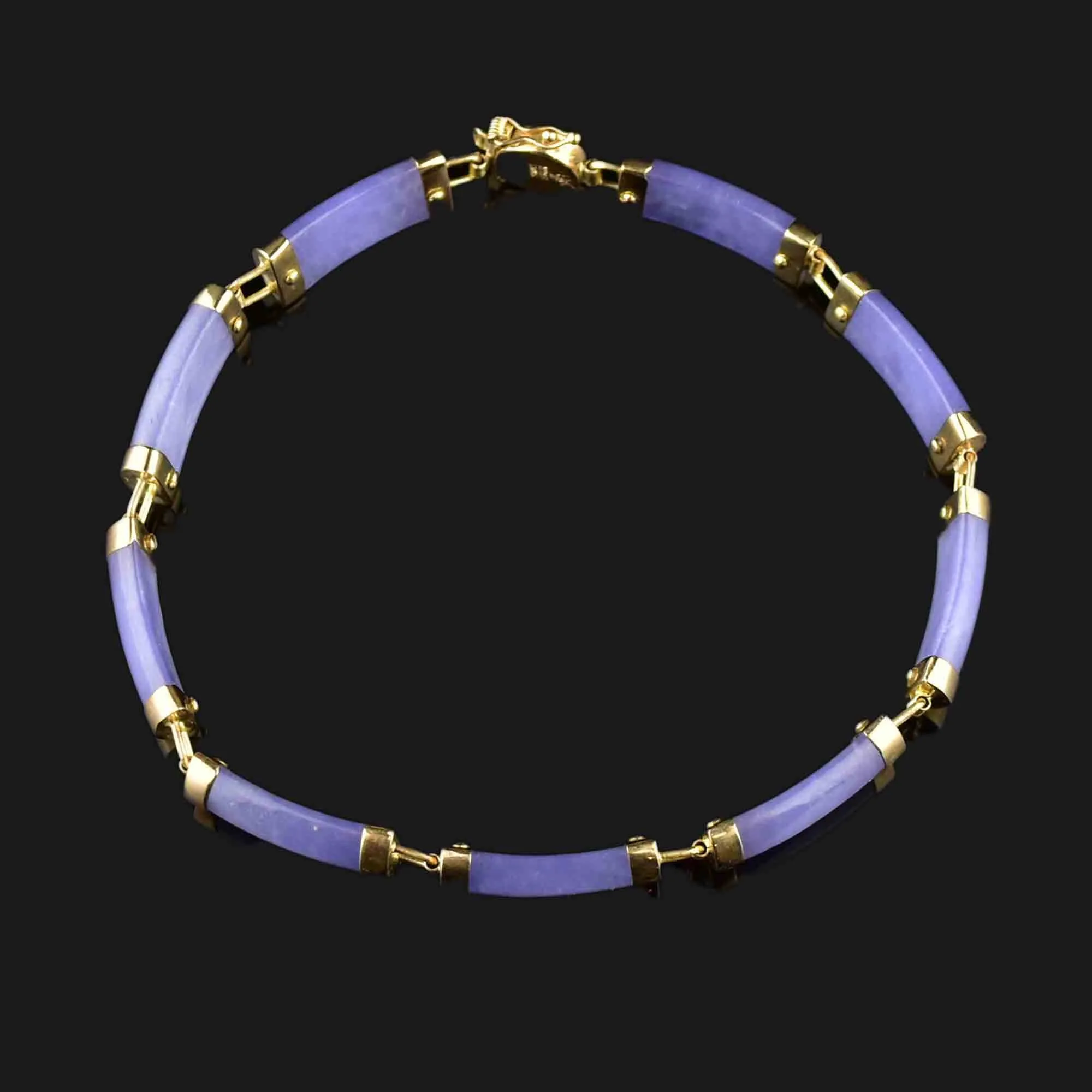 Vintage 14K Gold Purple Jade Bracelet