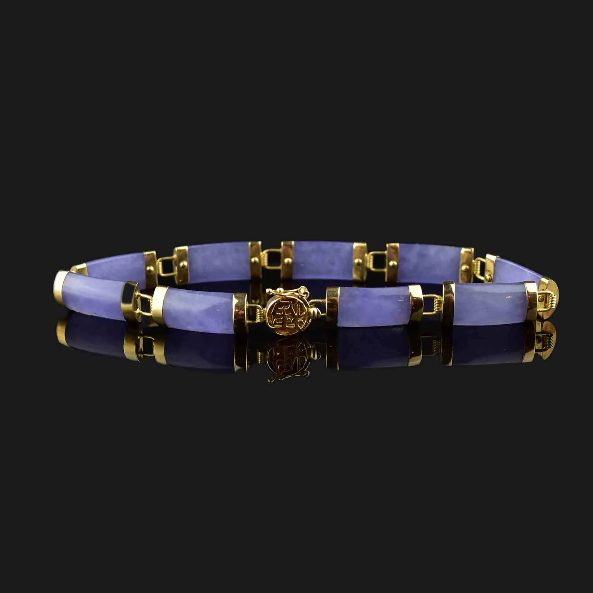 Vintage 14K Gold Purple Jade Bracelet