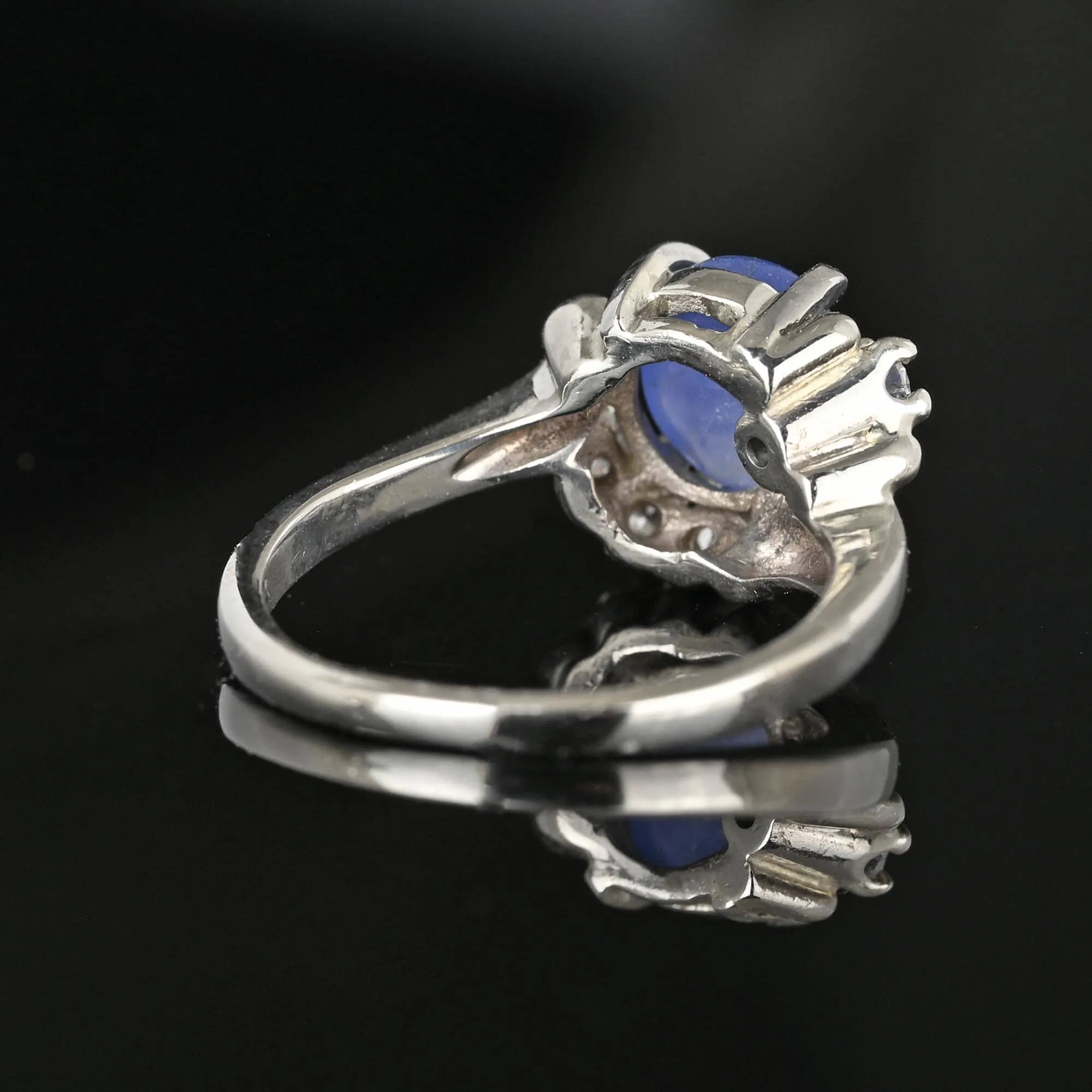 Vintage 14K White Gold Diamond Star Sapphire Ring