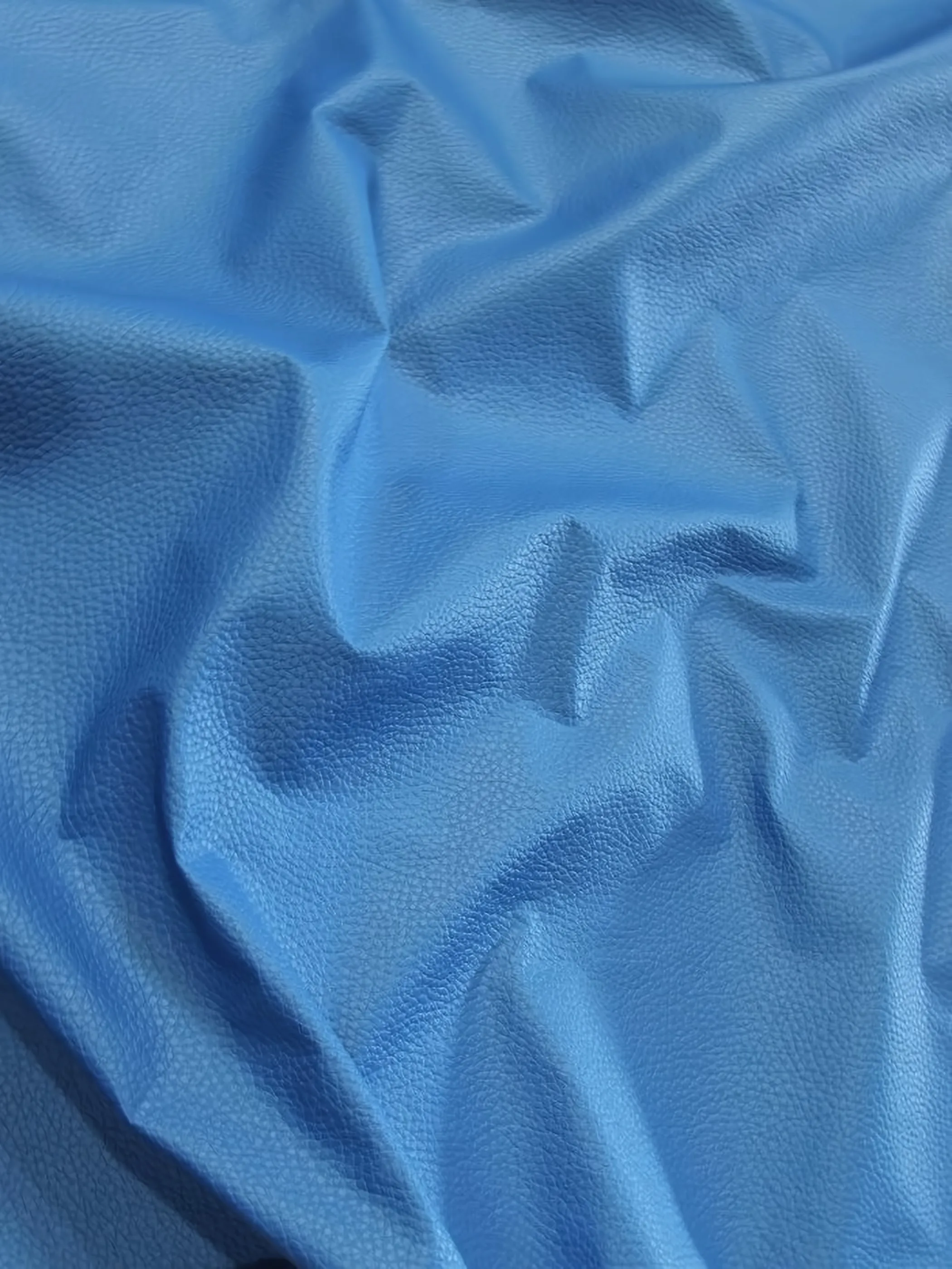 Vinyl Faux Fake Leather Pleather Grain Champion PVC Fabric / Dodger Blue / By The Roll - 50 Yards