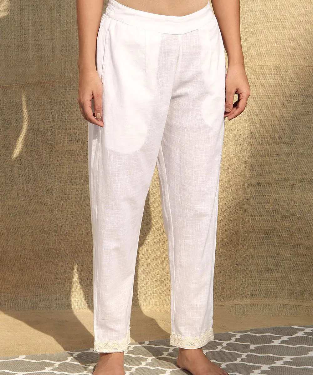 White handwoven cotton slub pant