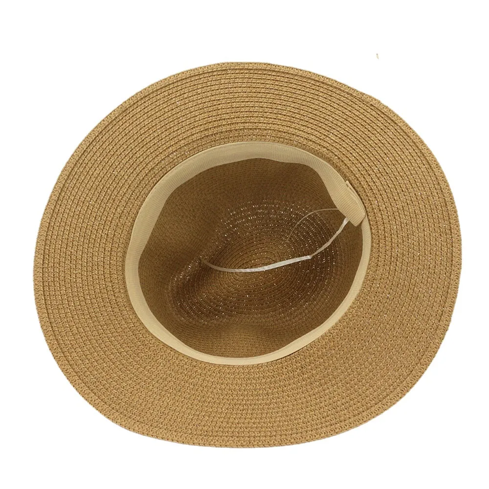 Women Sunscreen Travel Beach Sun Hat Flower Decoration Elegant Jazz Hat Straw Hat