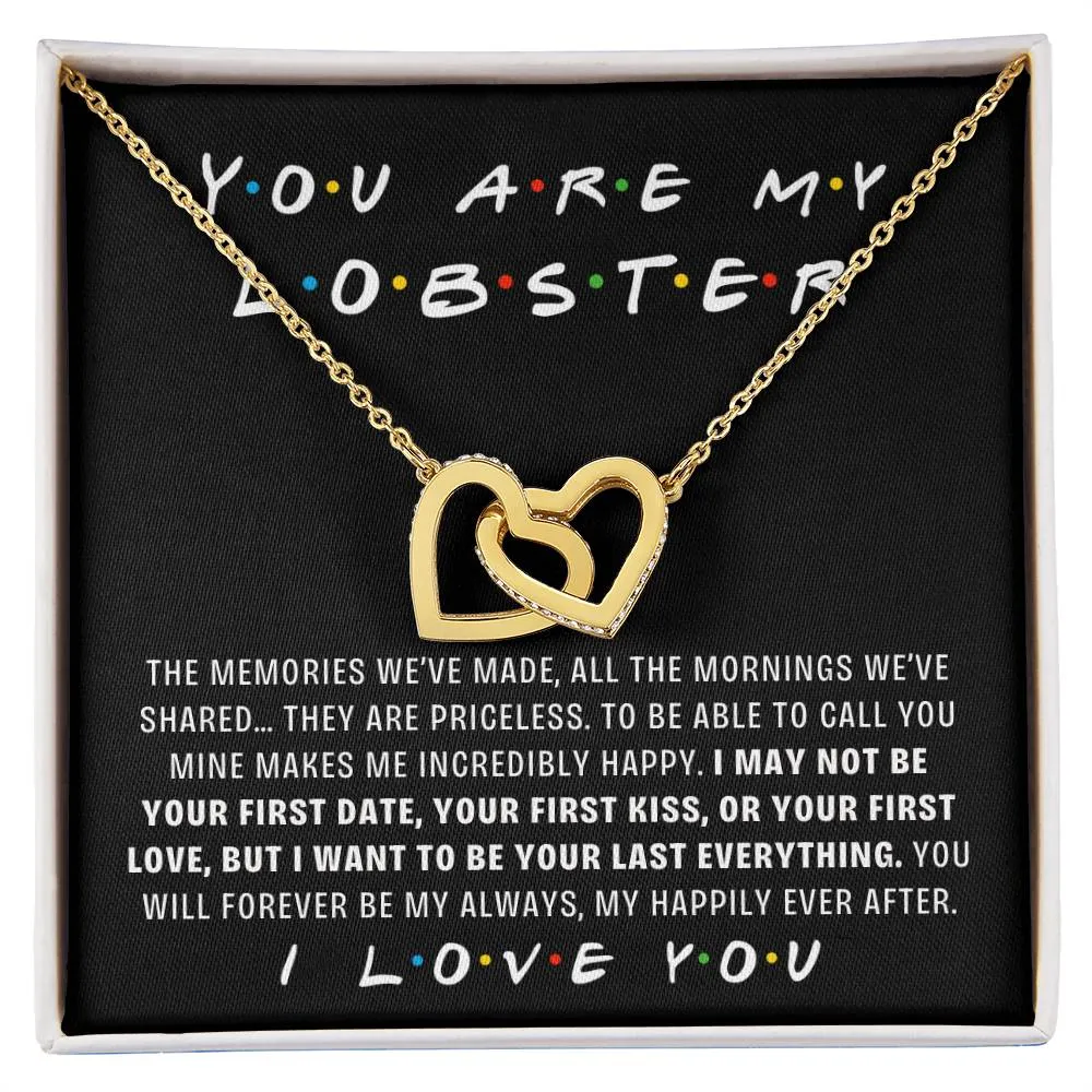 You Are My Lobster, Romantic Interlocking Heart Pendant Necklace Gift for Wife or Girlfriend