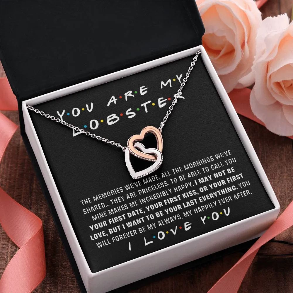 You Are My Lobster, Romantic Interlocking Heart Pendant Necklace Gift for Wife or Girlfriend